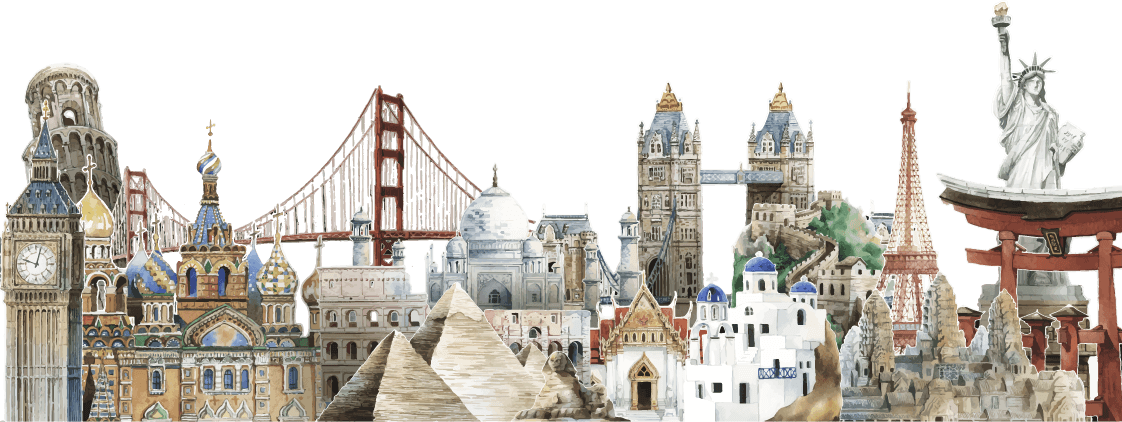 World Landmarks Illustration